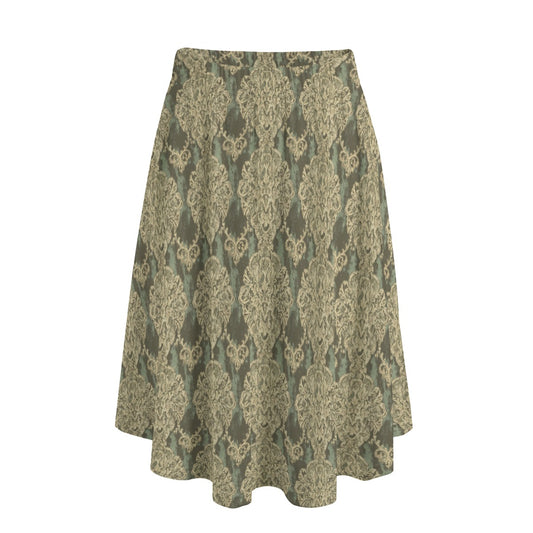 Vampire Art Edgy Trendsetter Maxi Skirt With Pockets - Grunge Damask Lace Pattern