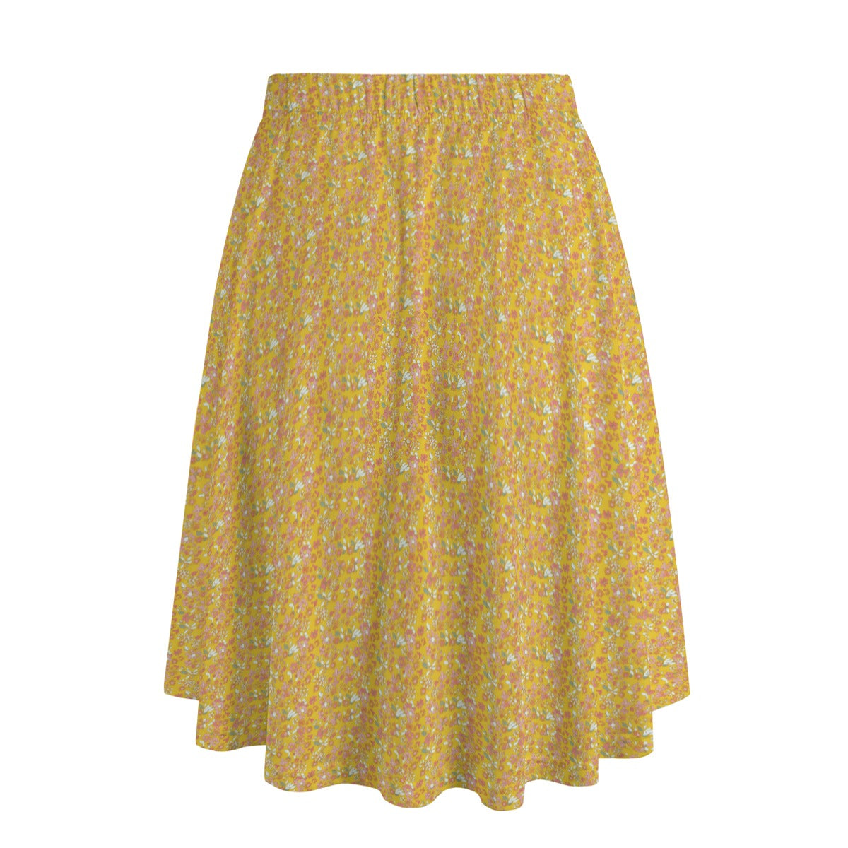 Vampire Art Edgy Trendsetter Maxi Skirt With Pockets - Retro Seventies Flowers in Yellow