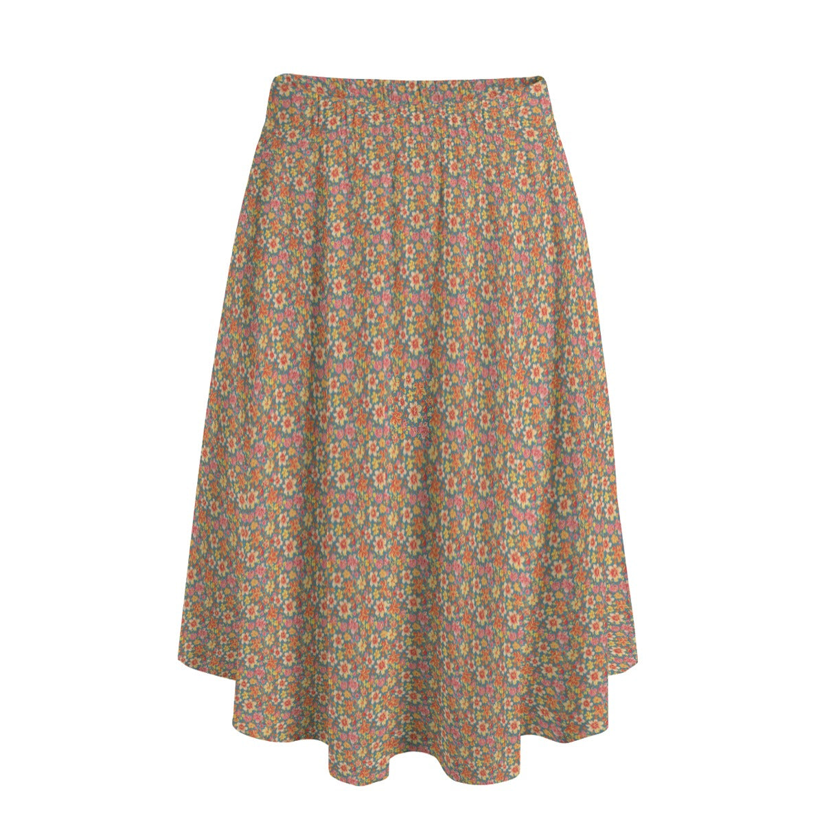 Vampire Art Edgy Trendsetter Maxi Skirt With Pockets - Boho Retro Flowers