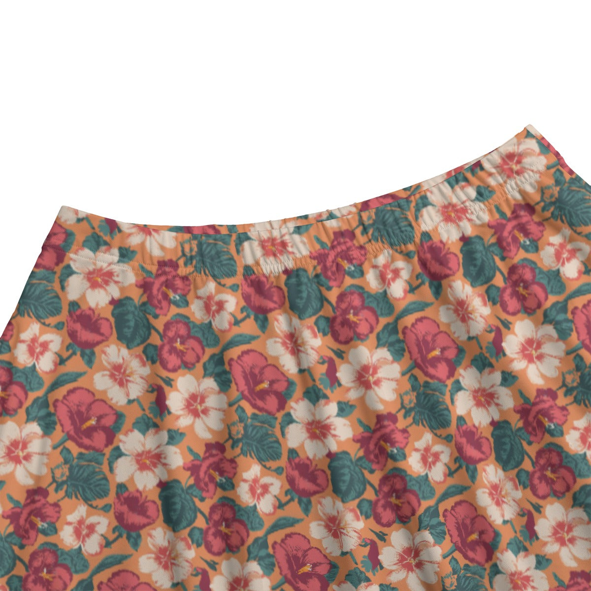 Vampire Art Edgy Trendsetter Maxi Skirt With Pockets - Retro Surfy Flowers in Coral