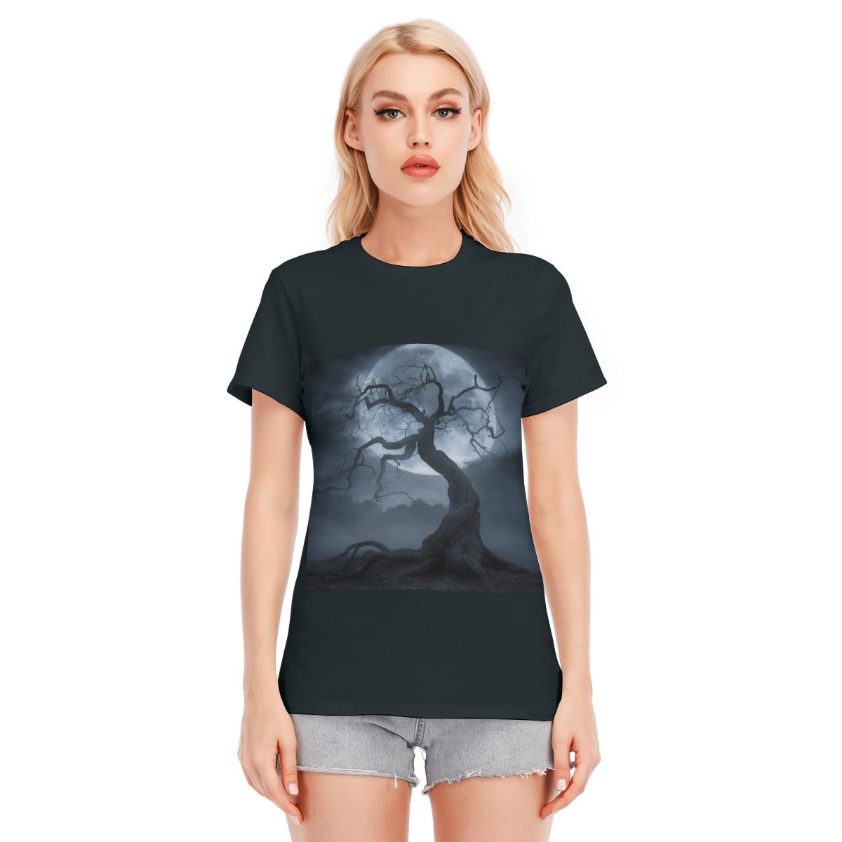 Vampire Art Dark Dream Women's Round Neck 100% Cotton T-Shirt - Witchy Tree