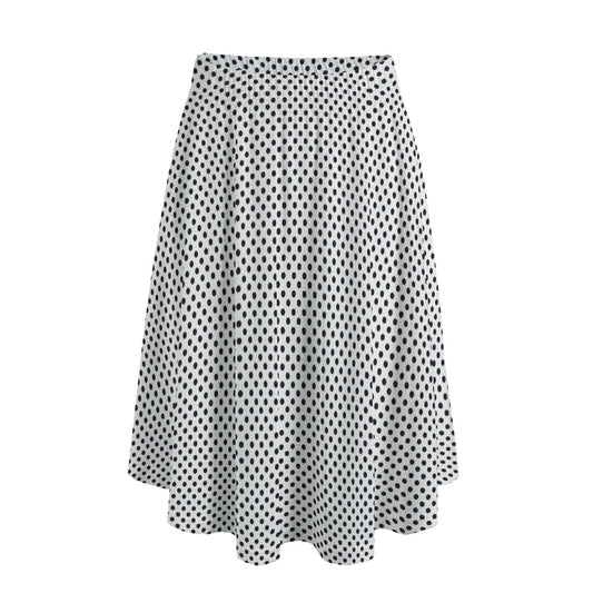 Vampire Art Edgy Trendsetter Maxi Skirt With Pockets - Retro Polka Dot in White