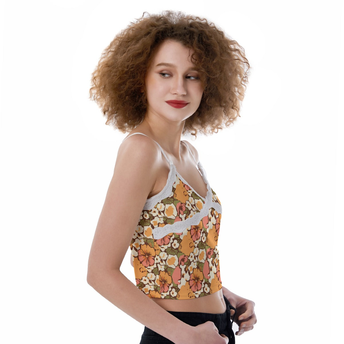 Vampire Art Retro Sixties Florals Women's Lace Camisole