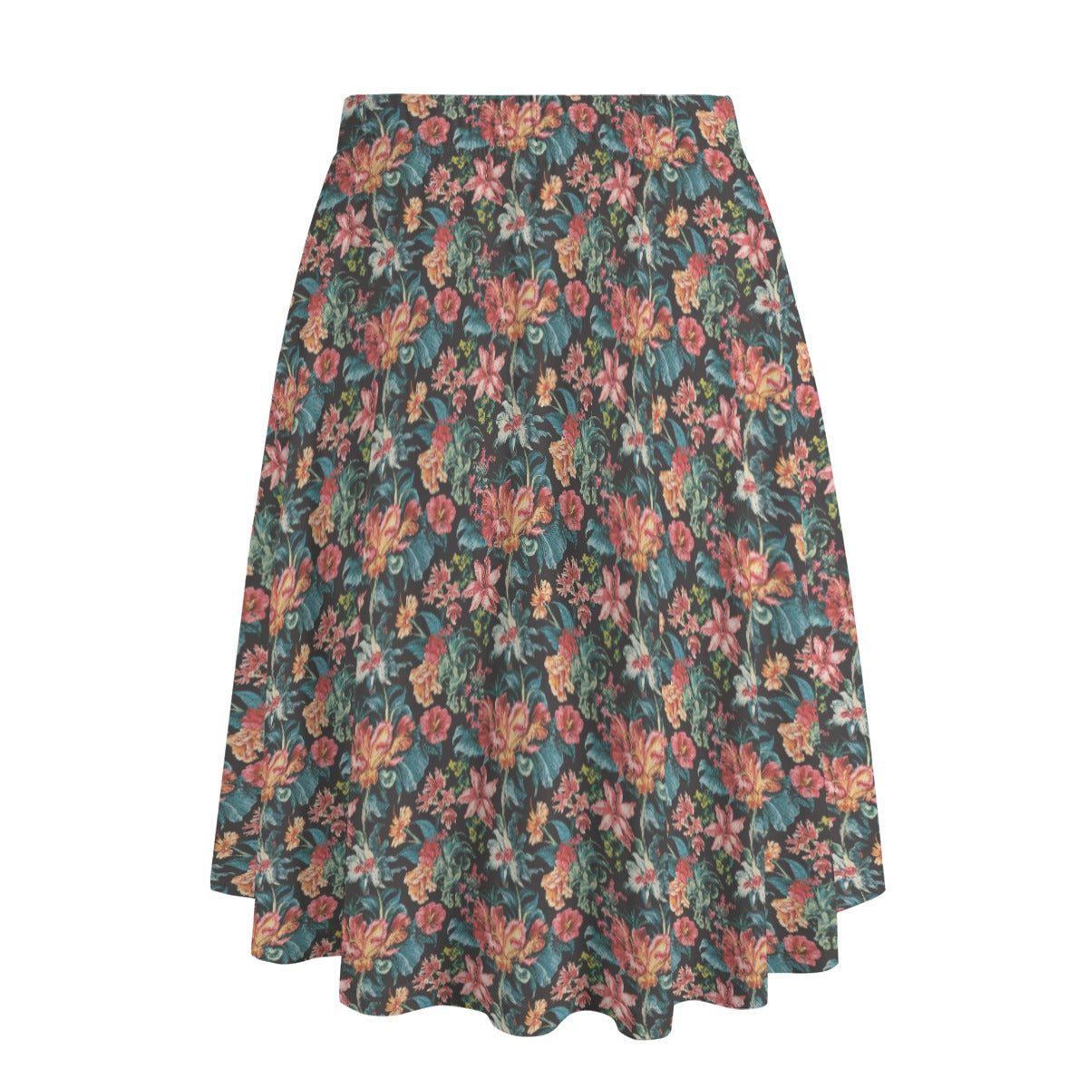 Vampire Art Edgy Trendsetter Maxi Skirt With Pockets - Vintage Surfy Flowers