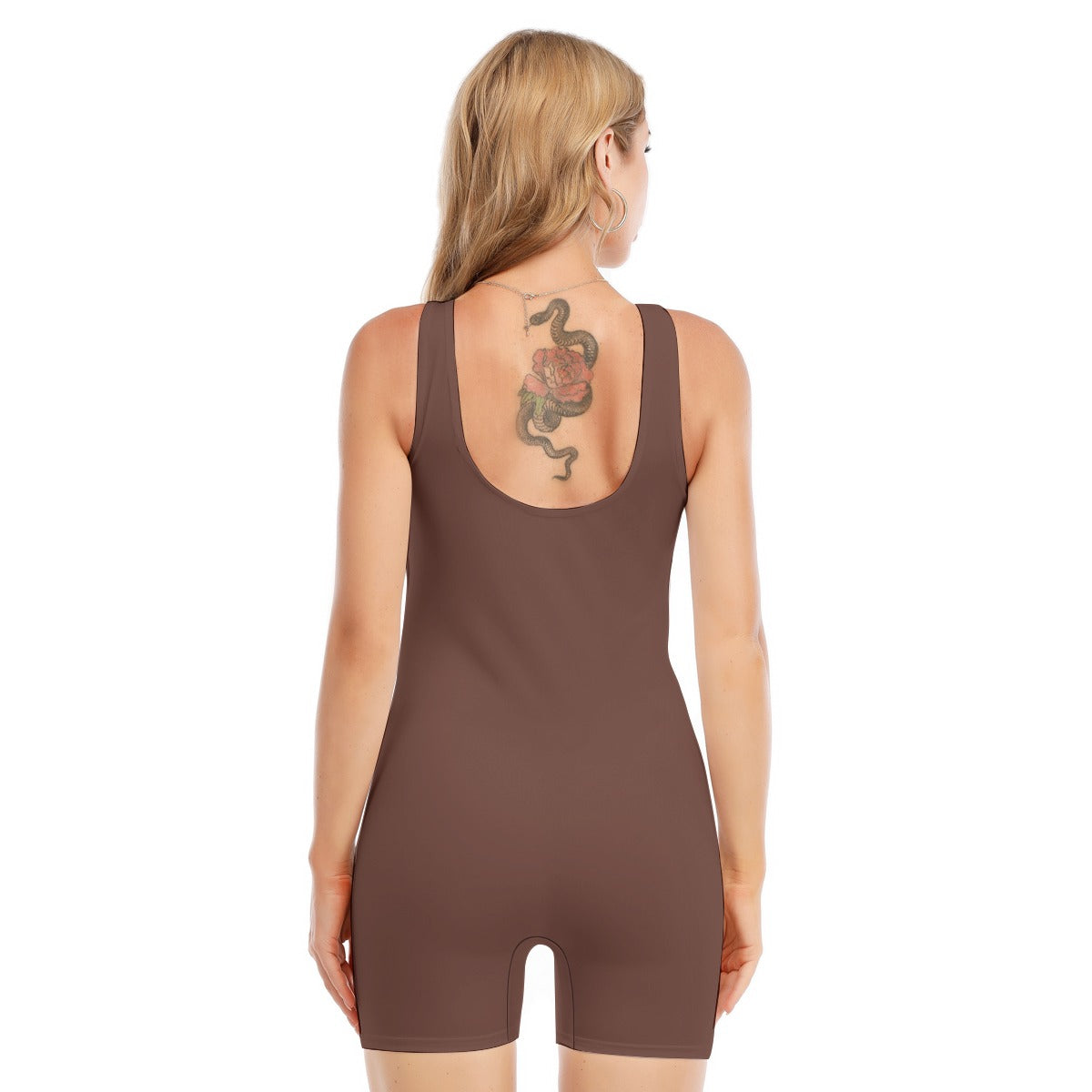 Vampire Art Women's Retro Striped Sleeveless One-piece Boyleg Swimsuit - Mod Brown