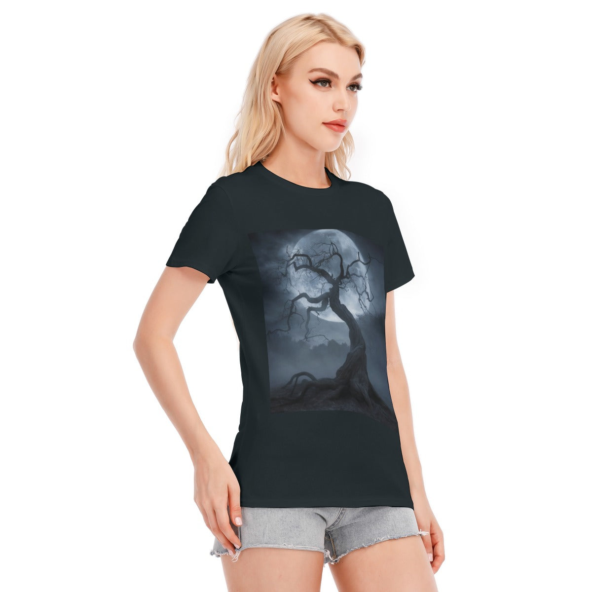 Vampire Art Dark Dream Women's Round Neck 100% Cotton T-Shirt - Witchy Tree