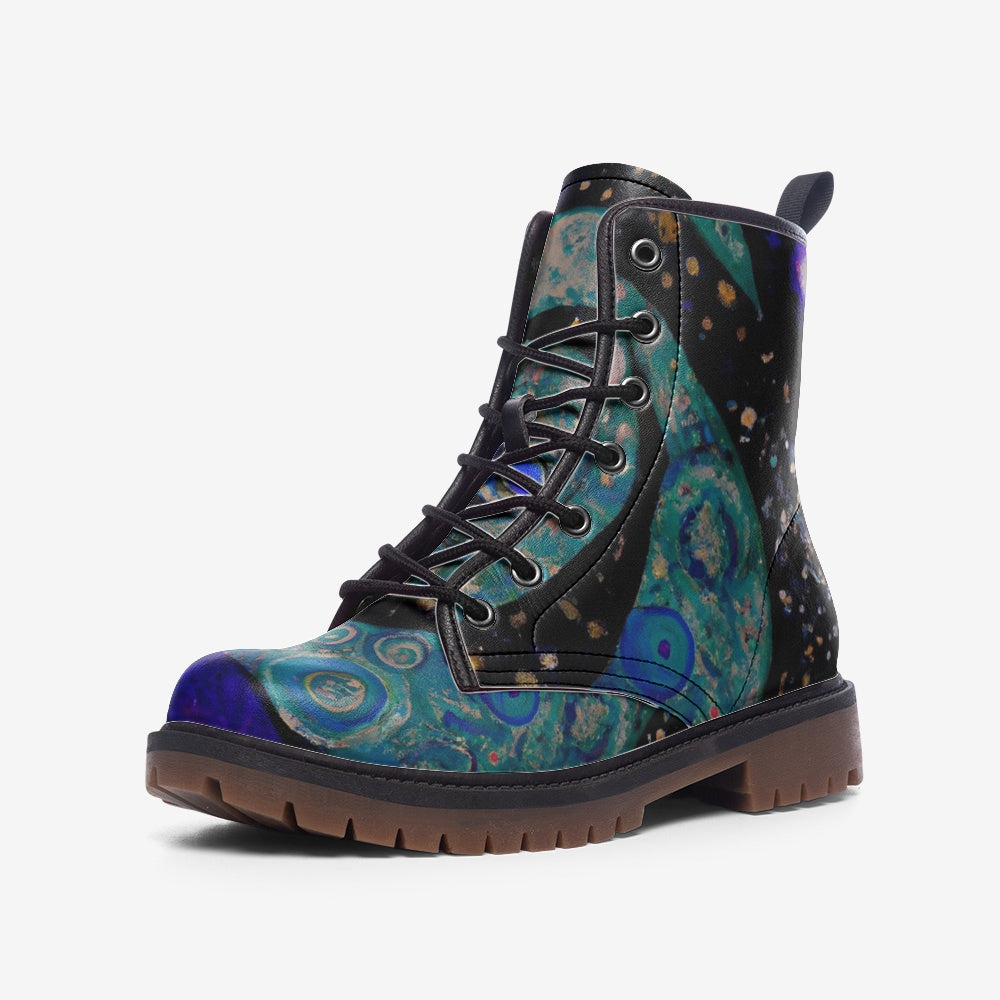 Vampire Art Starry Night Space Boots Unisex vegan Leather Combat Boots - US sizes - Galaxy