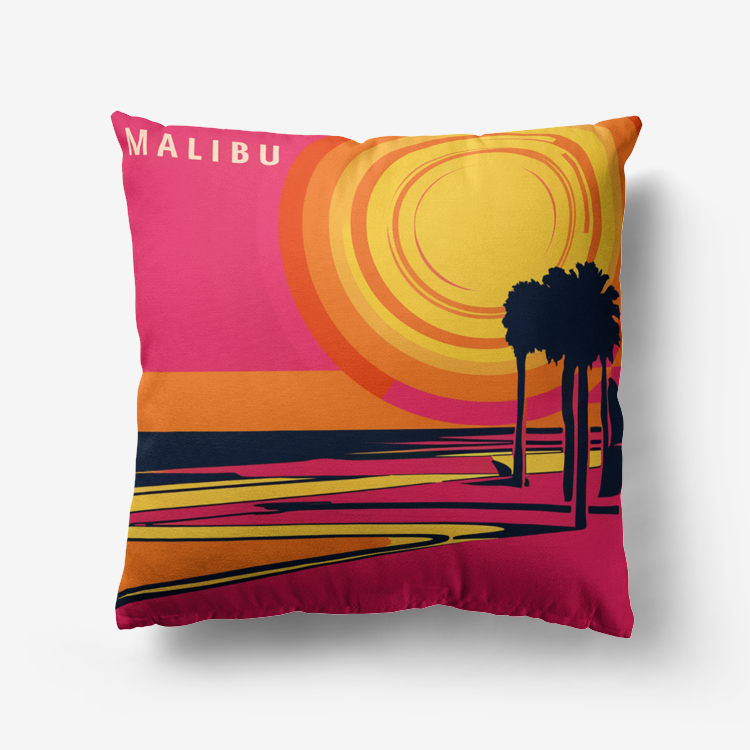 Vampire Art Retro Premium Hypoallergenic Throw Pillow - 3 sizes / optional insert - Sixties Sunset in Malibu 3