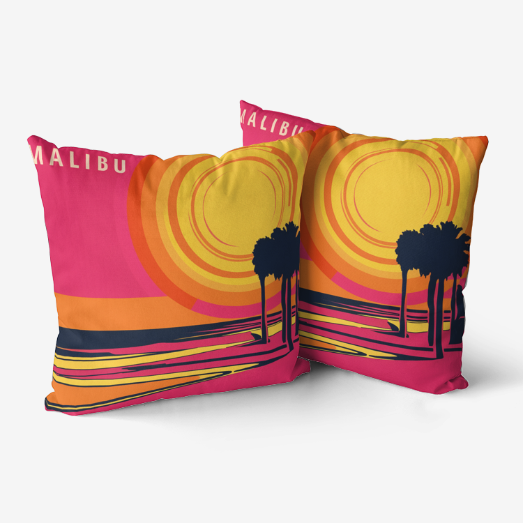 Vampire Art Retro Premium Hypoallergenic Throw Pillow - 3 sizes / optional insert - Sixties Sunset in Malibu 3