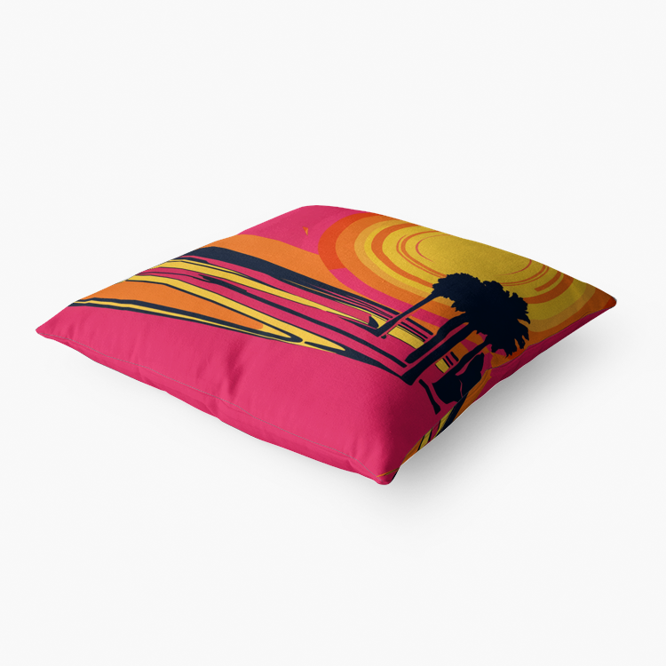 Vampire Art Retro Premium Hypoallergenic Throw Pillow - 3 sizes / optional insert - Sixties Sunset in Malibu 3