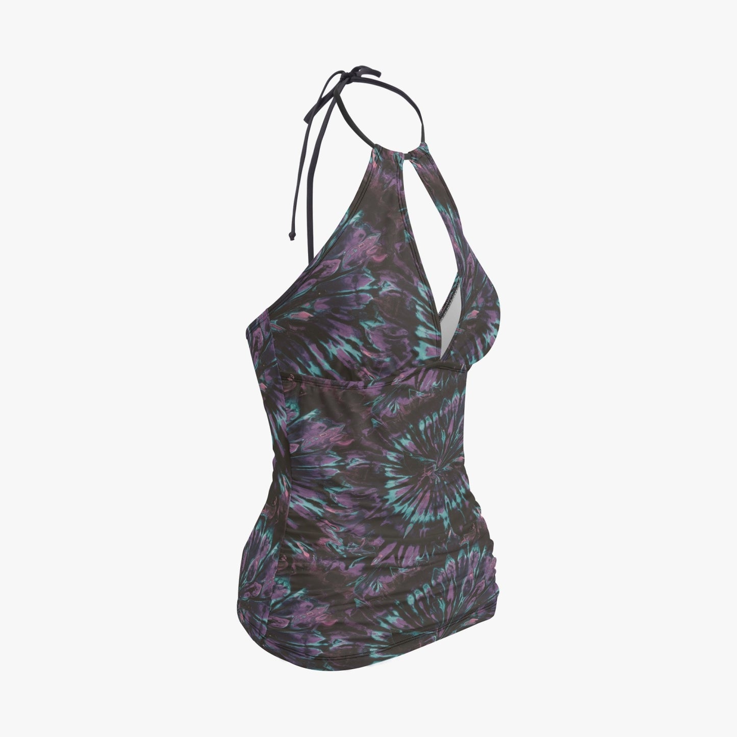 Vampire Art Retro Halter Two-Piece Tankini Swimsuit - Tie Dye in Black and Purple