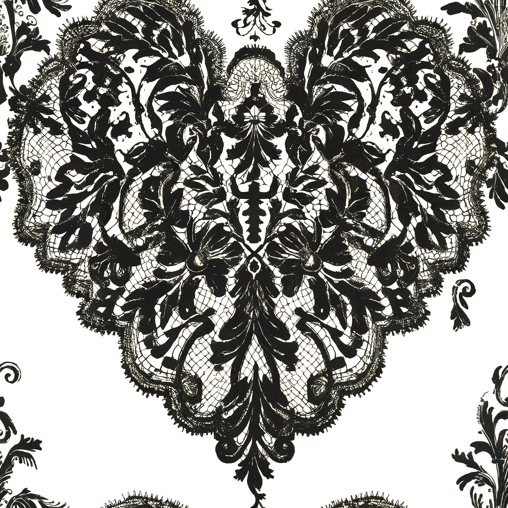 Vampire Art Whimsigoth Dreamscape 3-Piece Bedding Set - Lace Brocade in Black and White