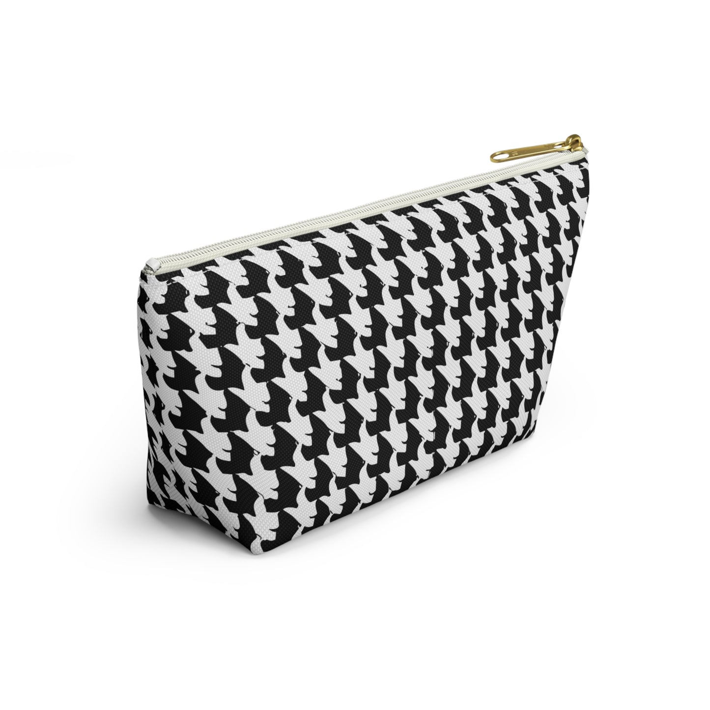 Vampire Art Preppy Grunge Houndstooth Sixties Pattern in Black and White Pencil Case Accessory Pouch w T-bottom