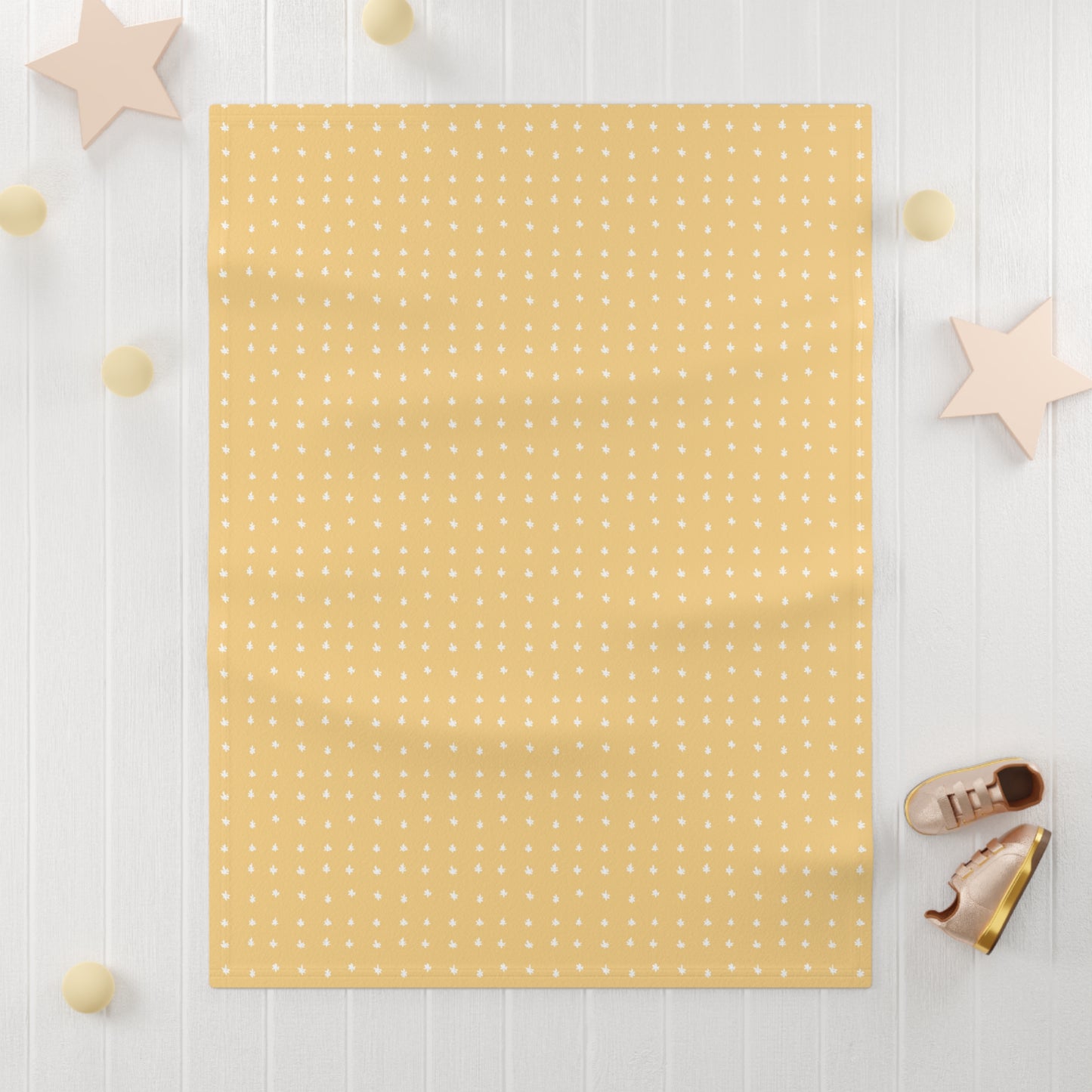 Vampire Art Cottagecore Shabby Chic Retro Yellow White Stars Soft Fleece Baby Blanket