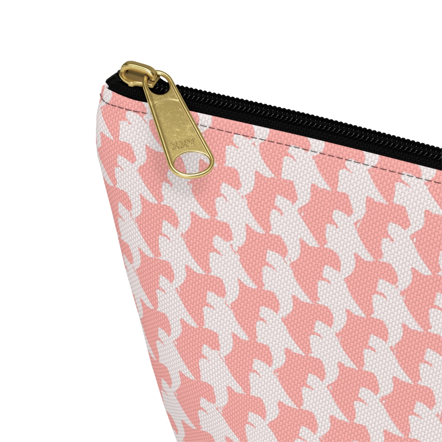 Vampire Art Preppy Grunge Houndstooth Sixties Pattern in Coral Pink and White Pencil Case Accessory Pouch w T-bottom