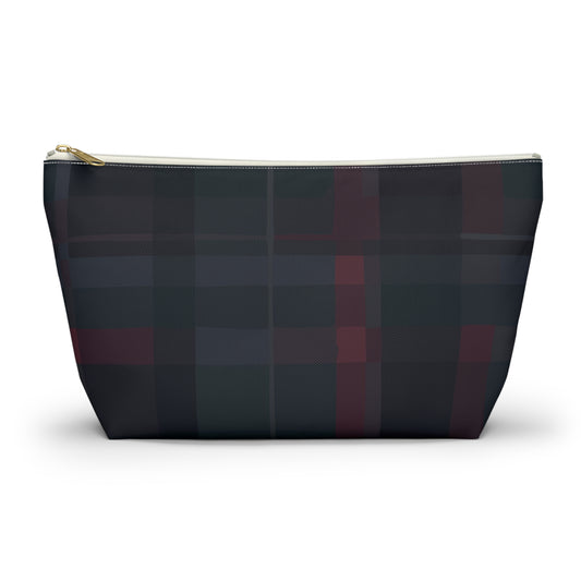 Vampire Art Preppy Grunge Goth Emo Veiled Tartan in Dark Green Pencil Case Accessory Pouch w T-bottom