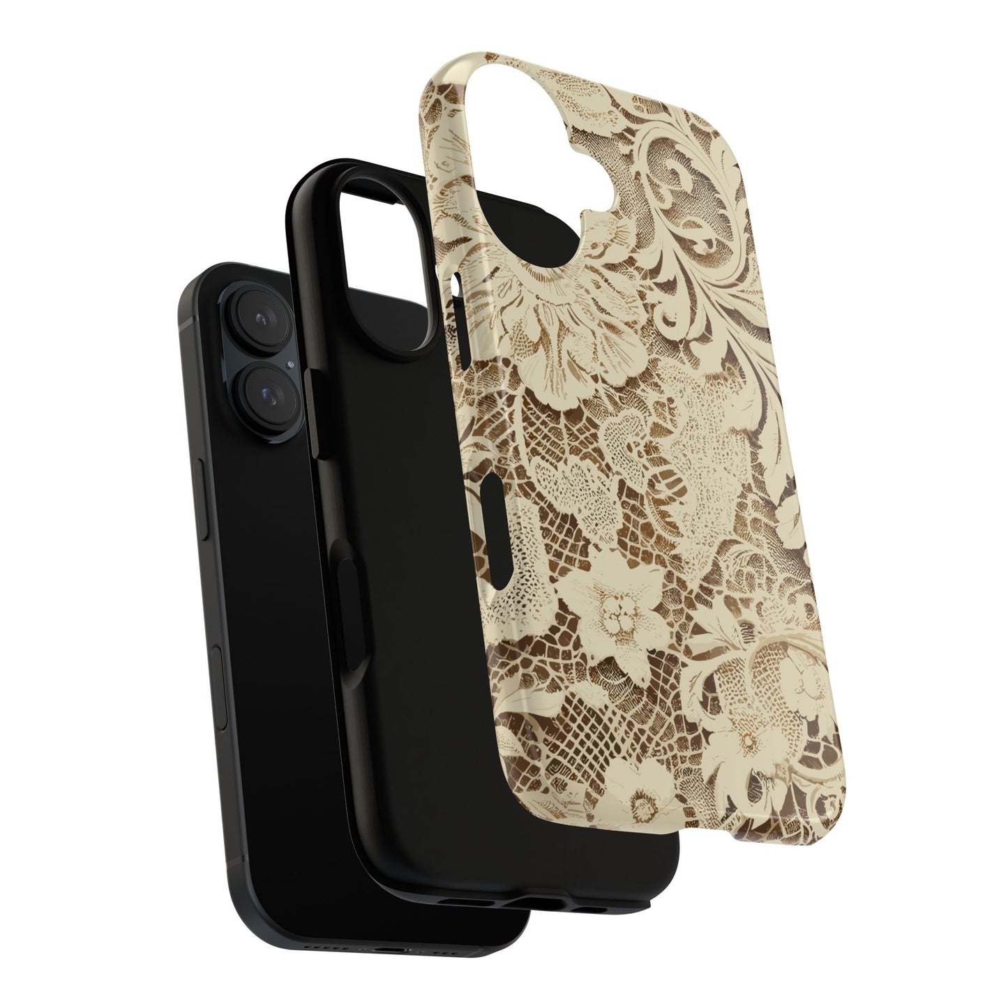 Vampire Art Vintage and Edgy iPhone 16 Tough Case - Cream Victorian Lace