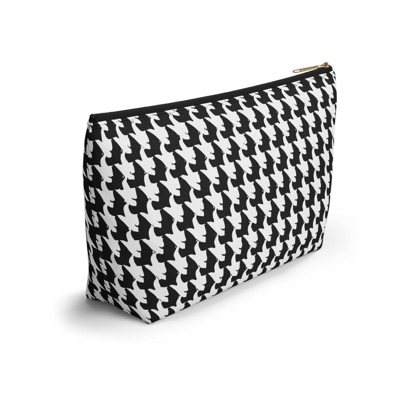 Vampire Art Preppy Grunge Houndstooth Sixties Pattern in Black and White Pencil Case Accessory Pouch w T-bottom