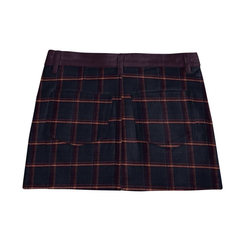 Vampire Art Retro Charm Mini Denim Skirt - Vintage Tartan