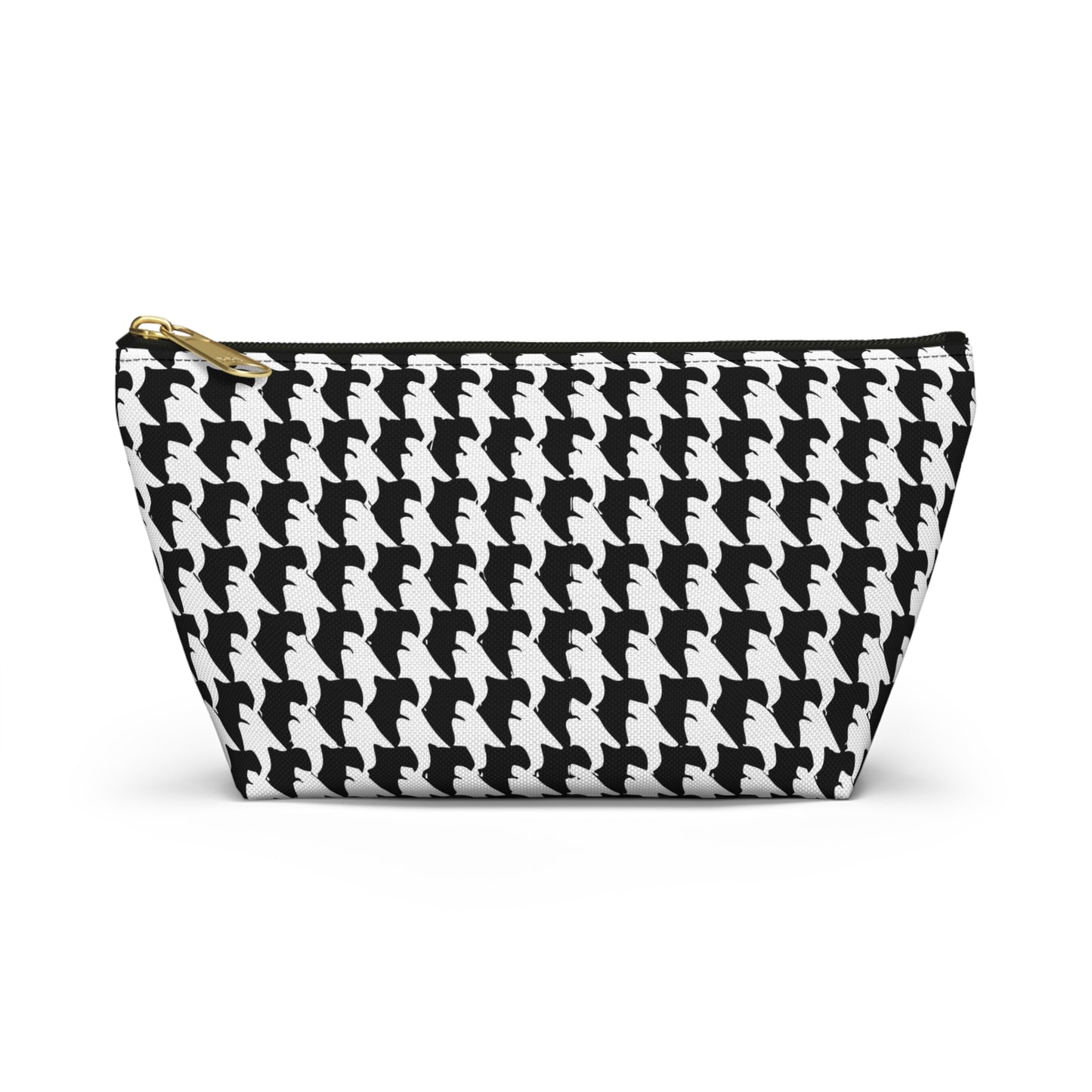 Vampire Art Preppy Grunge Houndstooth Sixties Pattern in Black and White Pencil Case Accessory Pouch w T-bottom