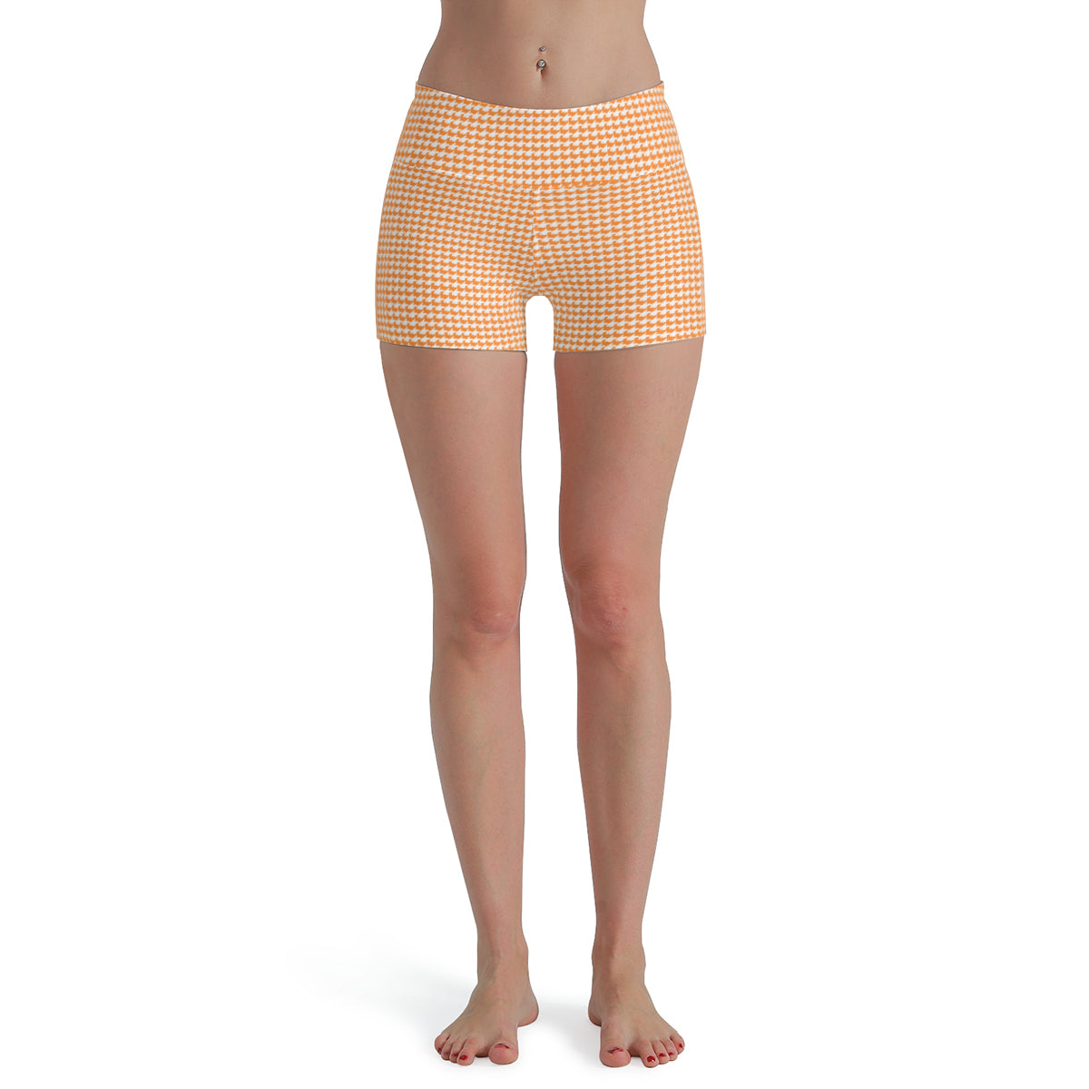 Vampire Art Retro Yoga Cycling Sports Shorts - Orange Houndstooth