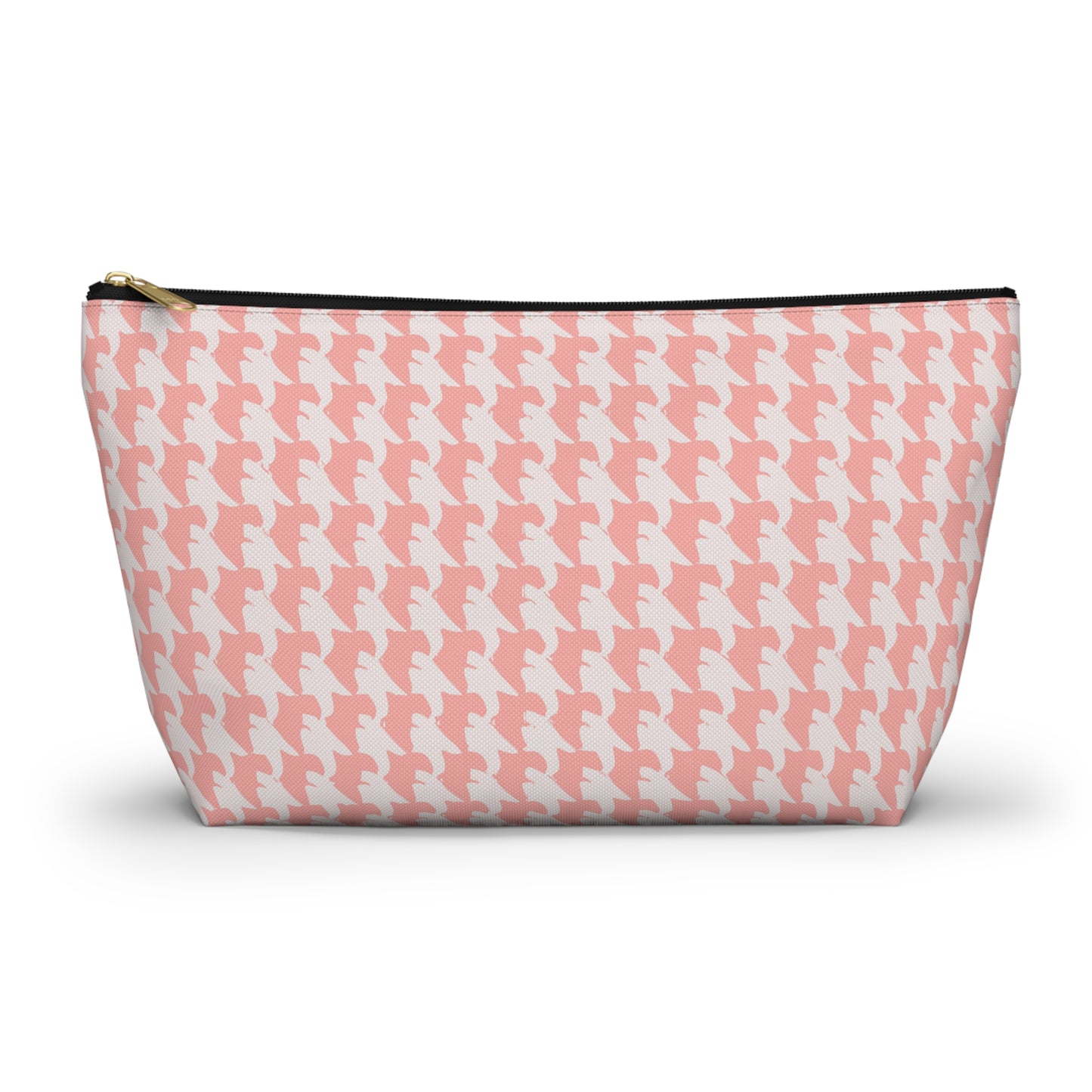 Vampire Art Preppy Grunge Houndstooth Sixties Pattern in Coral Pink and White Pencil Case Accessory Pouch w T-bottom