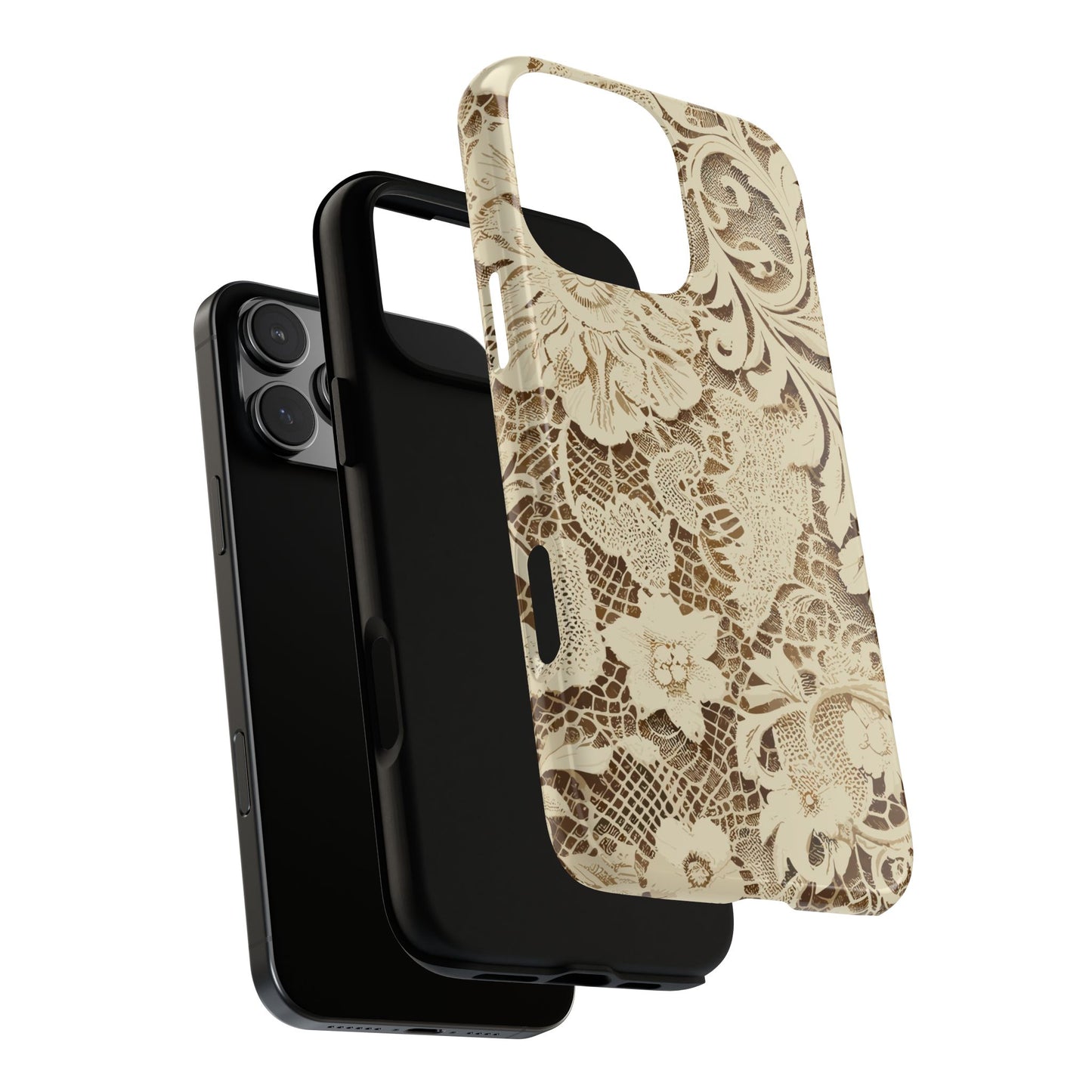 Vampire Art Vintage and Edgy iPhone 16 Tough Case - Cream Victorian Lace