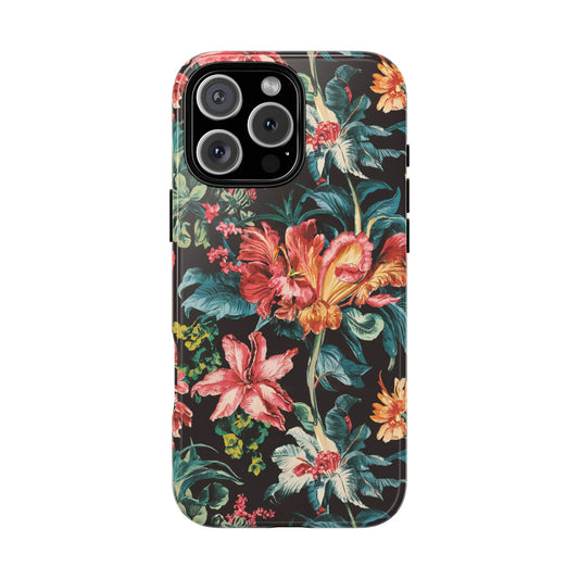 Vampire Art Vintage and Edgy iPhone 16 Tough Case - Retro Surfy Florals