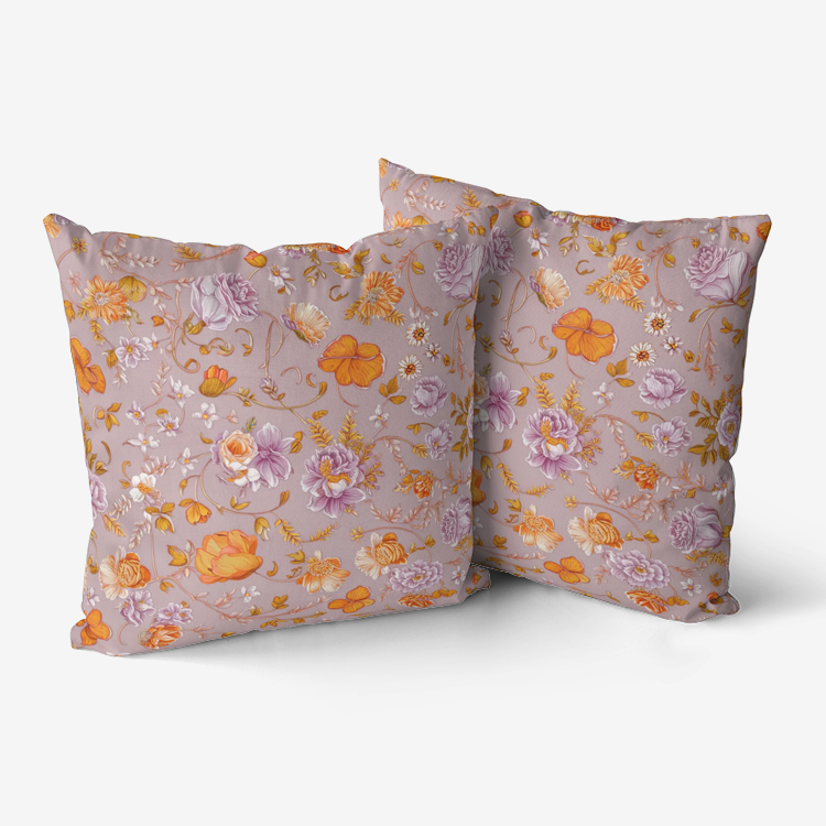 Vampire Art Retro Premium Hypoallergenic Throw Pillow - 3 sizes / optional insert - Mauve Florals