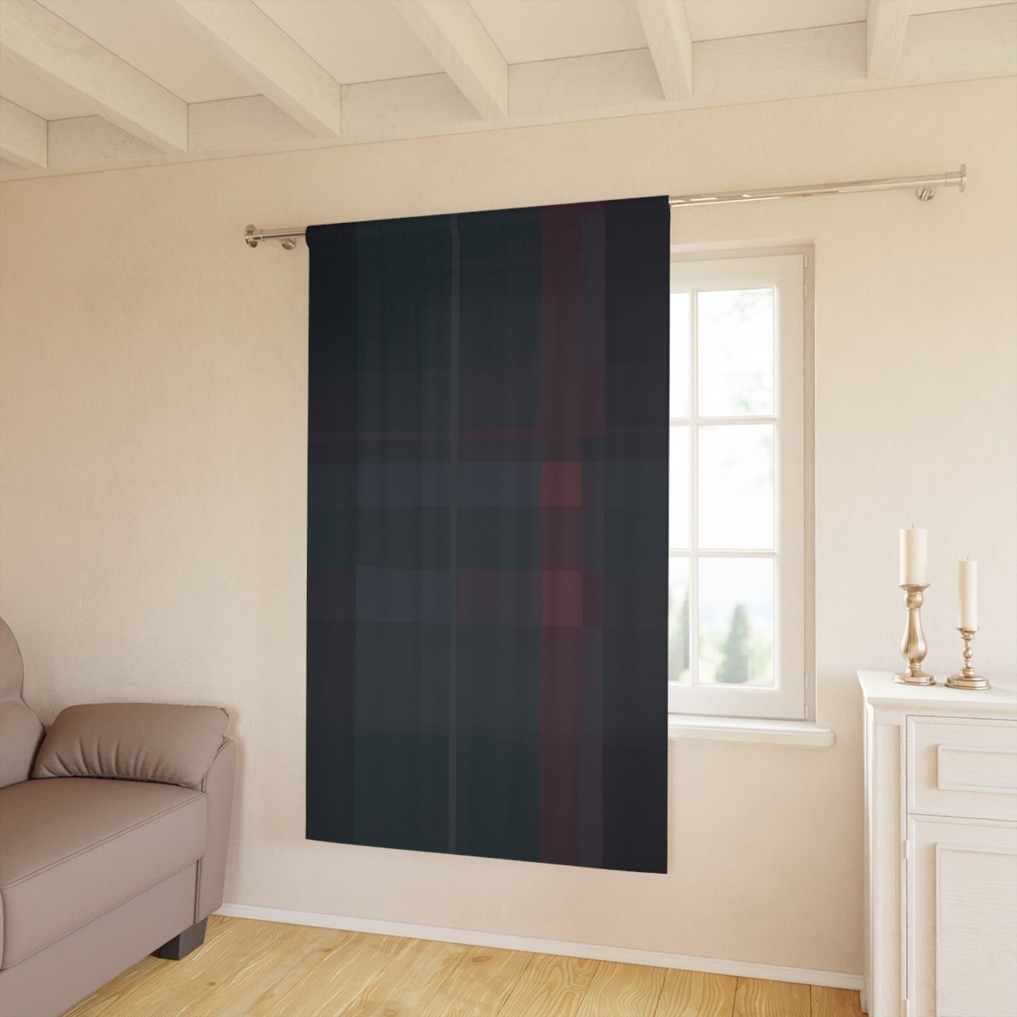 Vampire Art Grunge Preppy Tartan Chic Black, dark red and green Blackout Window Curtains (1 Piece)