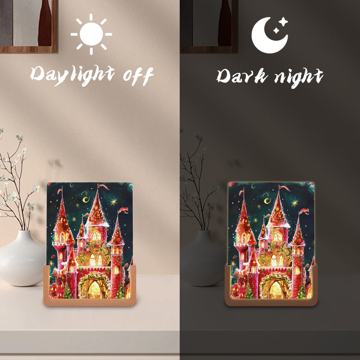 Vampire Art Magical Christmas Castle Retro Night Light Nursery Decor Gift Kids Room Baby Girl Gift