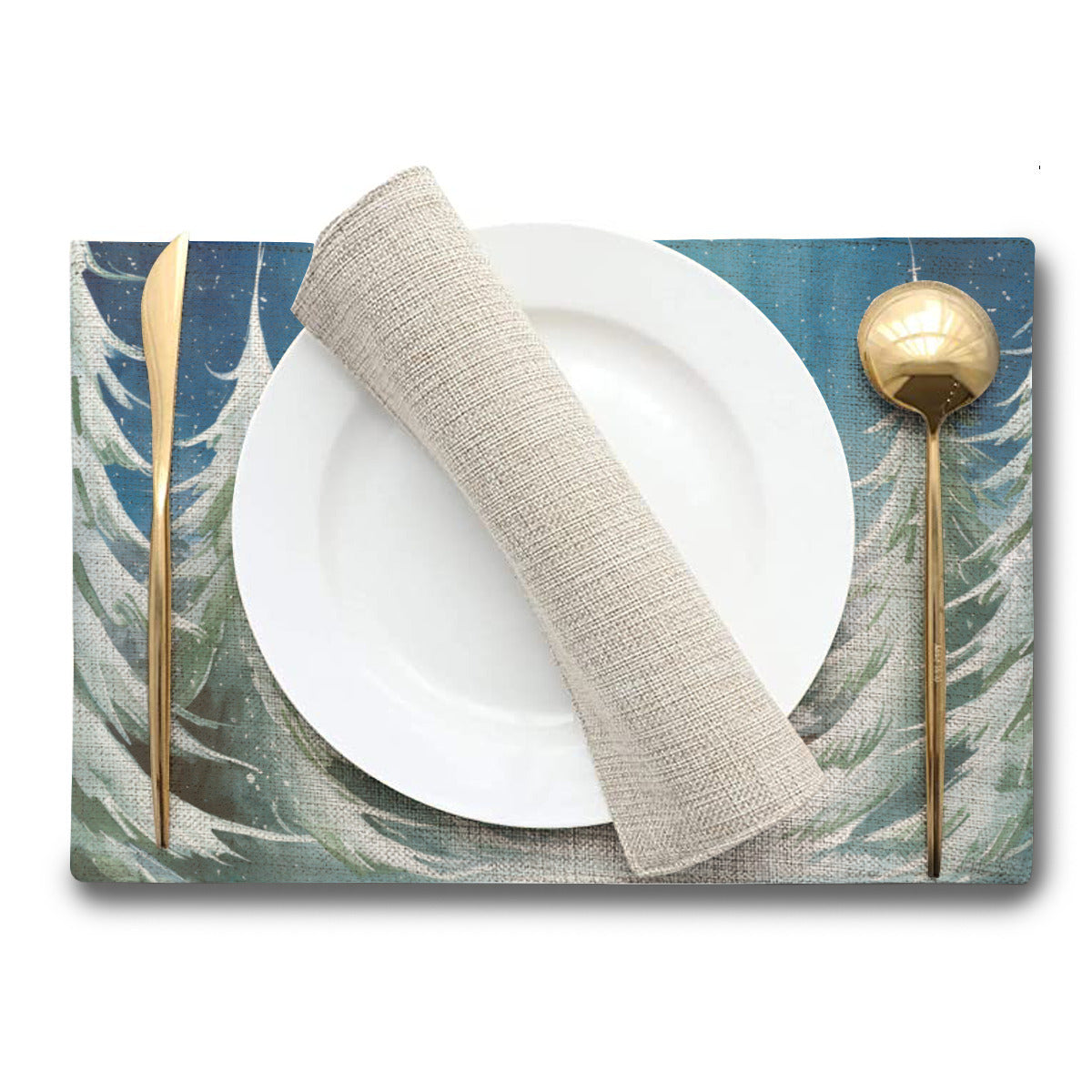 Vampire Art Retro Christmas Linen Placemat Mid Century 60s Vintage Traditional Eco-FriendlyTable Mat - Hut in the Snow