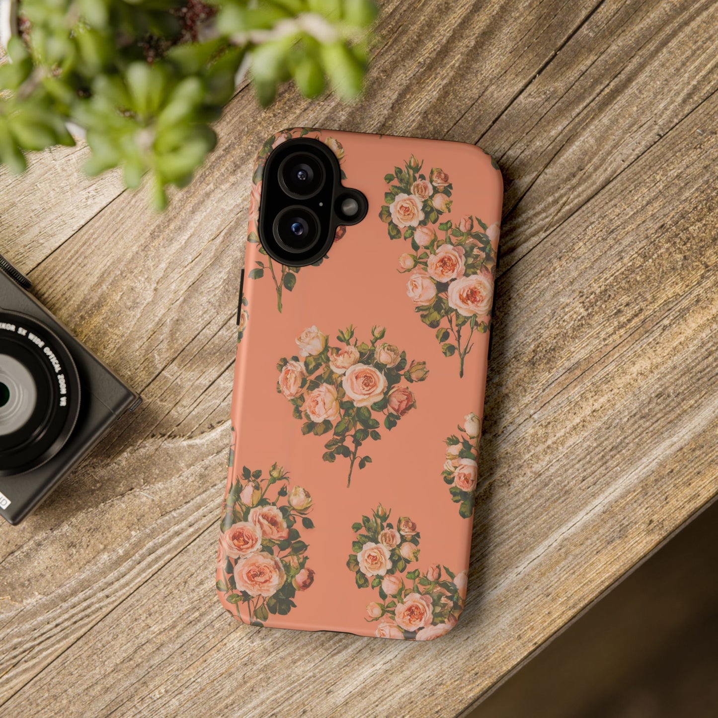 Vampire Art Vintage and Edgy iPhone 16 Tough Case - Retro Coral Florals