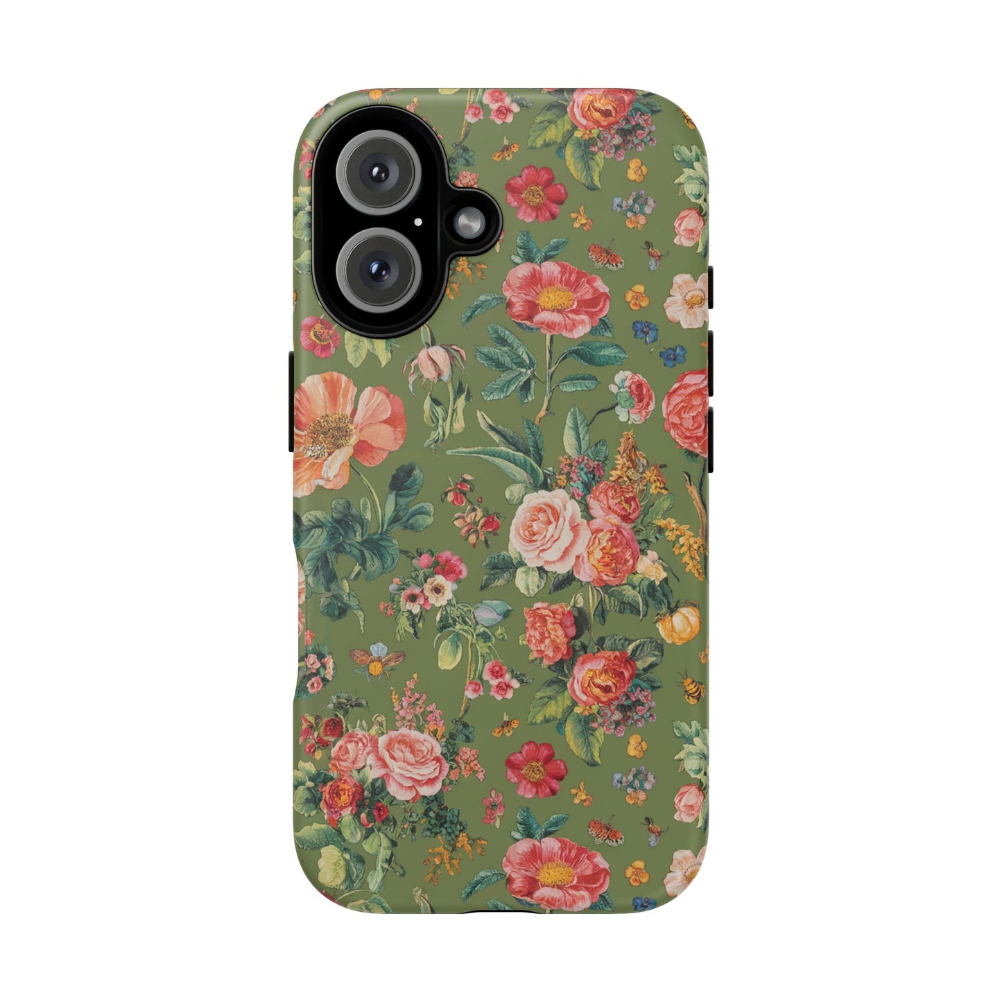 Vampire Art Vintage and Edgy iPhone 16 Tough Case - Khaki Florals