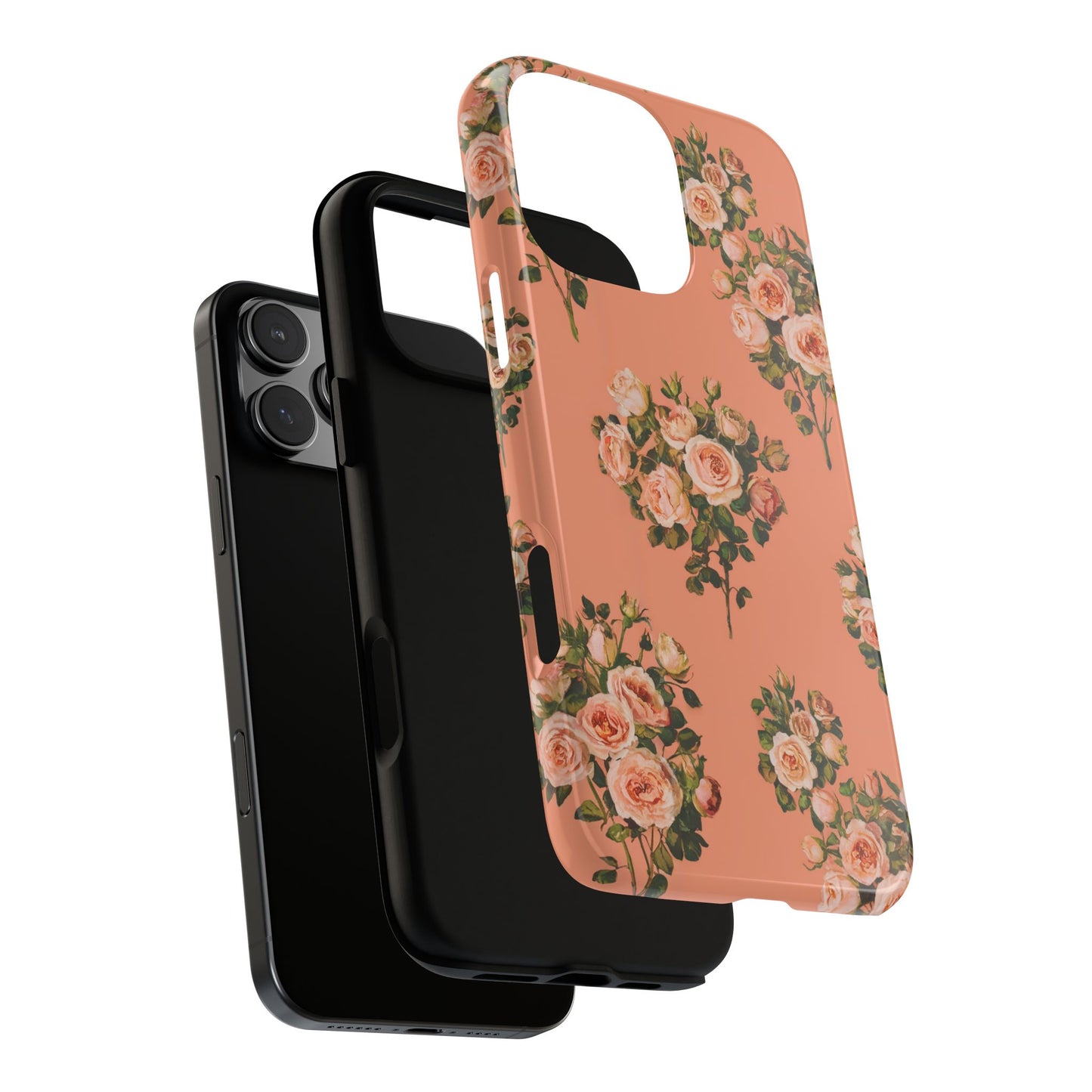 Vampire Art Vintage and Edgy iPhone 16 Tough Case - Retro Coral Florals