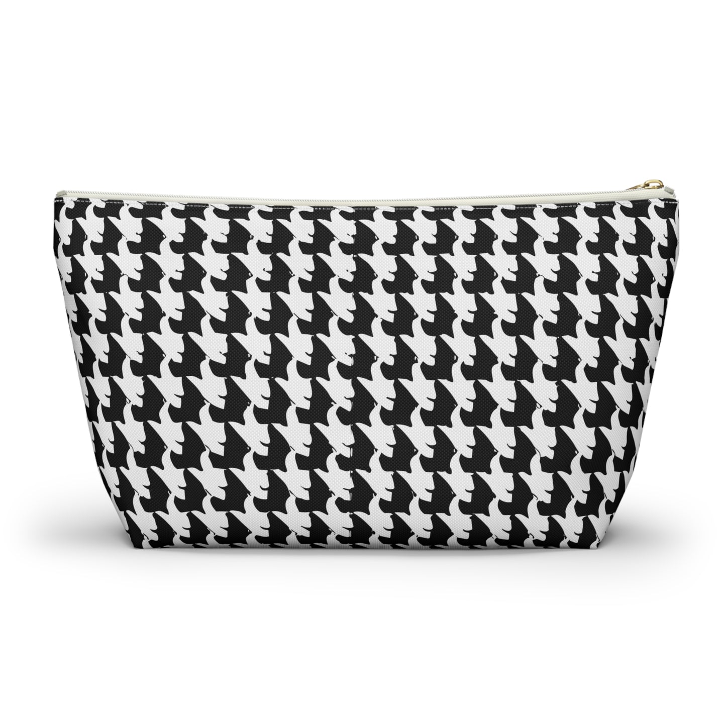 Vampire Art Preppy Grunge Houndstooth Sixties Pattern in Black and White Pencil Case Accessory Pouch w T-bottom