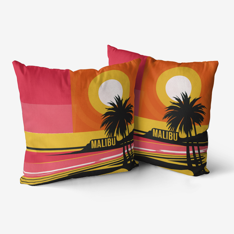 Vampire Art Retro Premium Hypoallergenic Throw Pillow - 3 sizes / optional insert - Sixties Sunset in Malibu 5