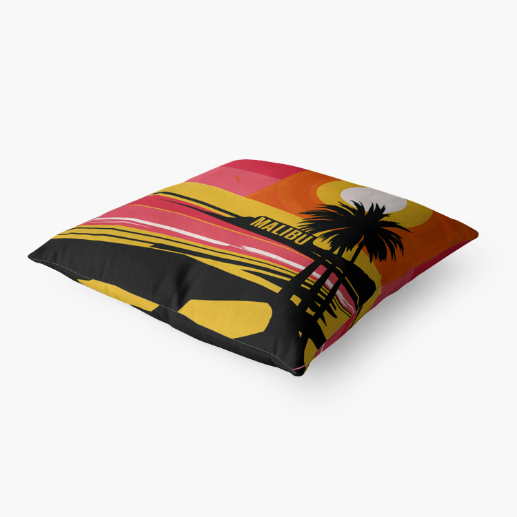 Vampire Art Retro Premium Hypoallergenic Throw Pillow - 3 sizes / optional insert - Sixties Sunset in Malibu 5