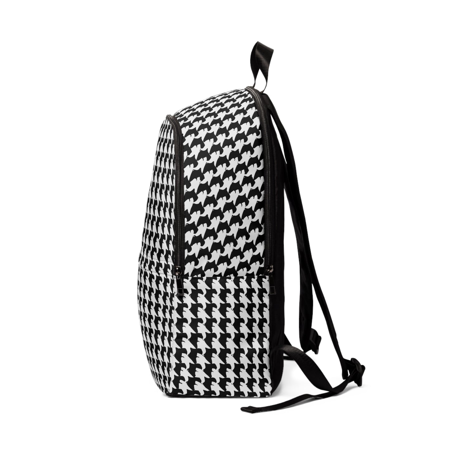 Vampire Art Preppy Grunge Houndstooth Sixties Black and White Fabric Backpack