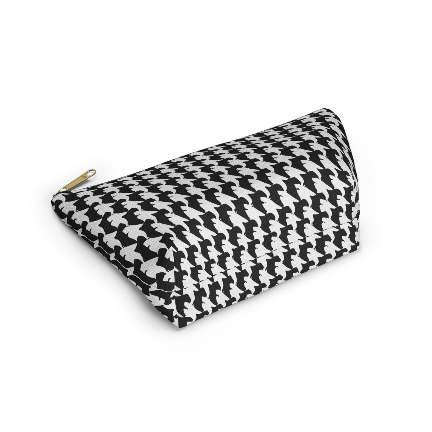 Vampire Art Preppy Grunge Houndstooth Sixties Pattern in Black and White Pencil Case Accessory Pouch w T-bottom