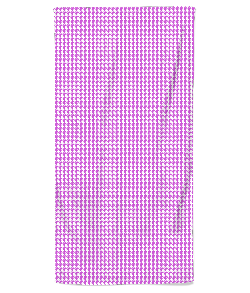 Vampire Art Retro Vibes Soft and Lightweight Beach Towel - Lilac Houndstooth - 70 x 140 cm - Made in the UK