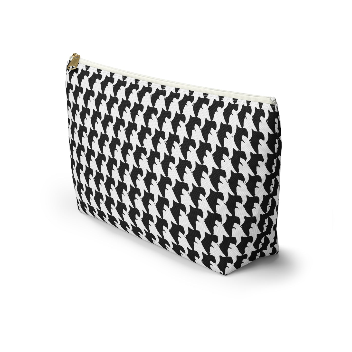 Vampire Art Preppy Grunge Houndstooth Sixties Pattern in Black and White Pencil Case Accessory Pouch w T-bottom