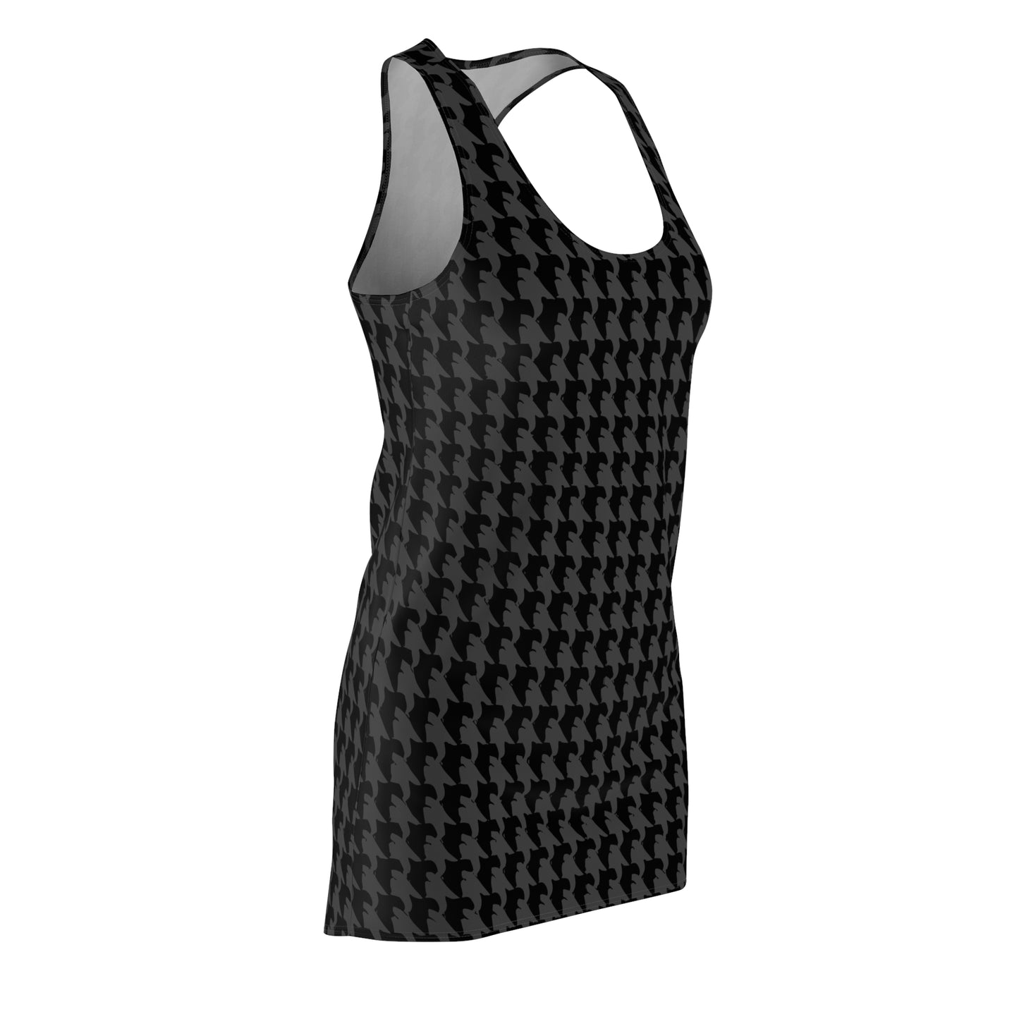 Vampire Art Grunge Goth Emo Black and Charcoal Houndstooth Women's Racerback Dress