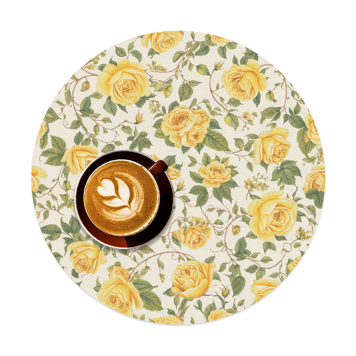 Vampire Art Retro Linen Round Placemats - Yellow Roses