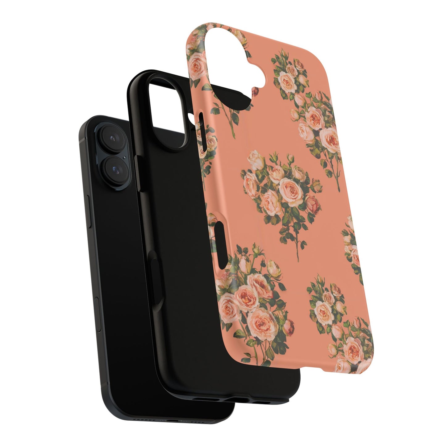 Vampire Art Vintage and Edgy iPhone 16 Tough Case - Retro Coral Florals