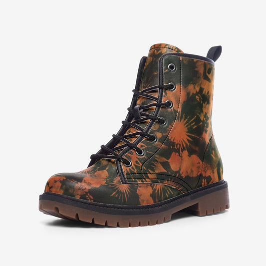 Vampire Art Tie-Dye Hippie Boho Festival Vegan Leather Unisex Combat Boots - Summer Apocalypse