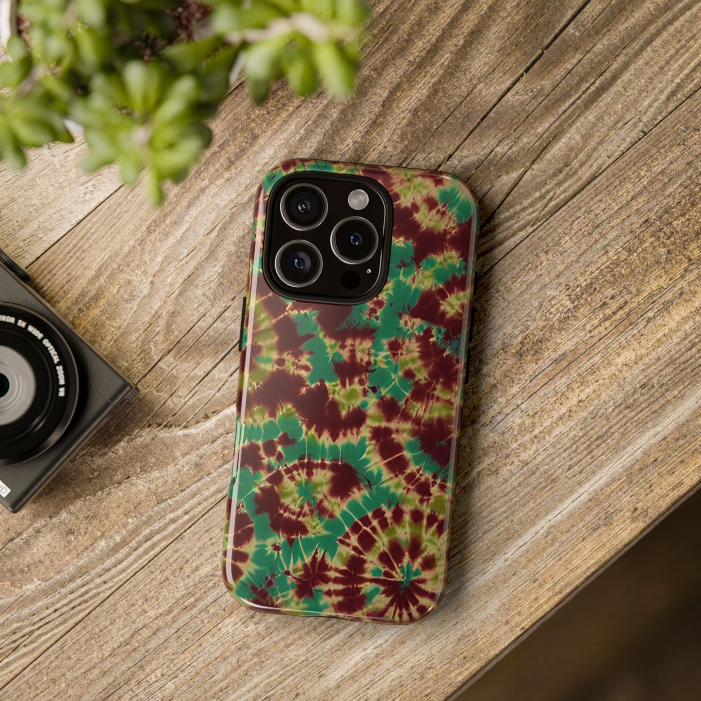 Vampire Art Vintage and Edgy iPhone 16 Tough Case - Forest Tie Dye