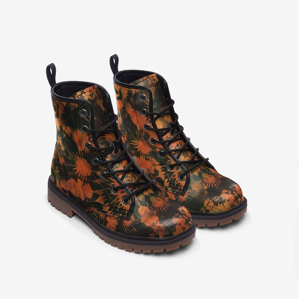 Vampire Art Tie-Dye Hippie Boho Festival Vegan Leather Unisex Combat Boots - Summer Apocalypse