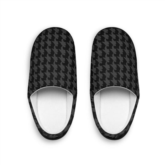 Vampire Art Preppy Grunge Houndstooth in Black and Charcoal Women's Indoor Slippers