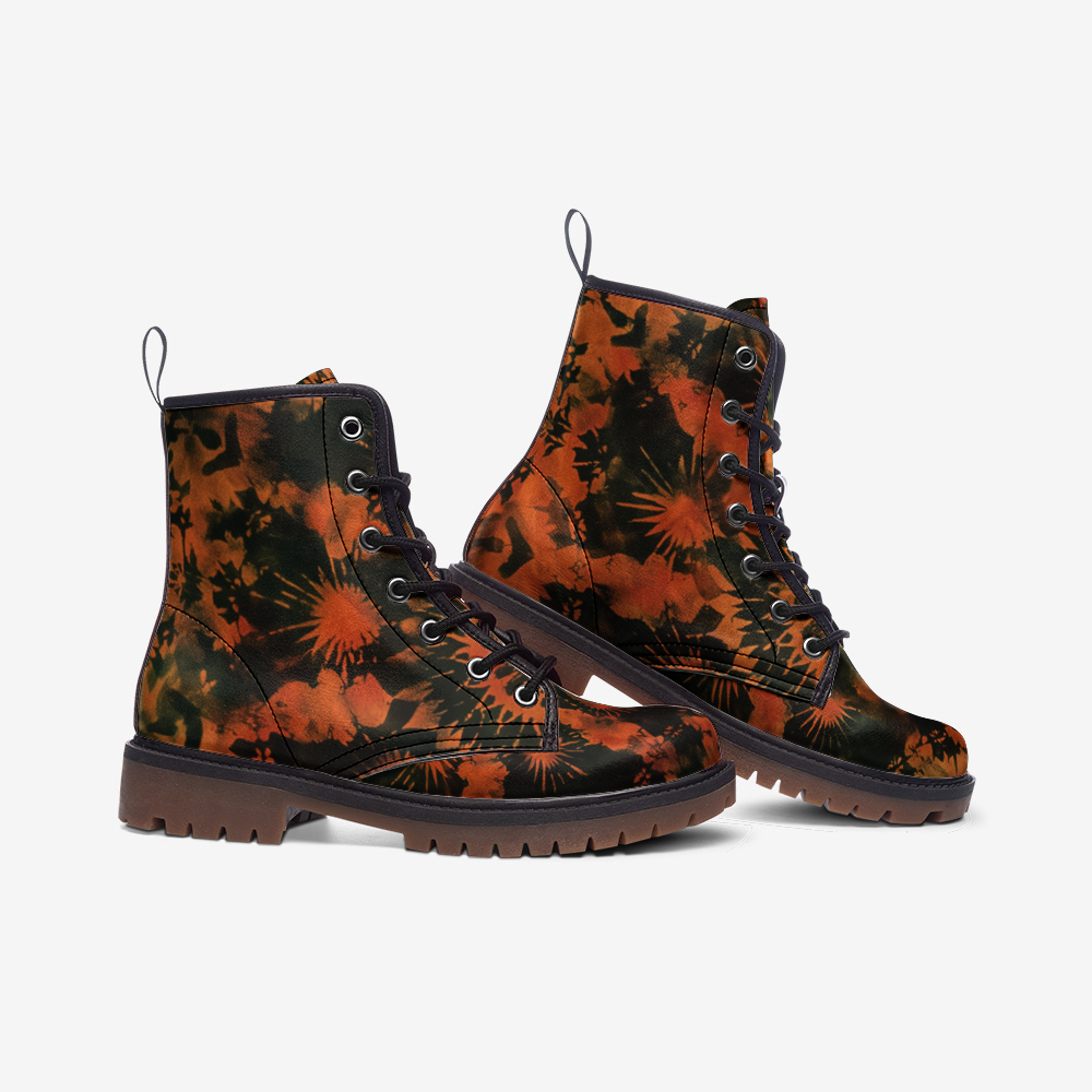 Vampire Art Tie-Dye Hippie Boho Festival Vegan Leather Unisex Combat Boots - Summer Apocalypse